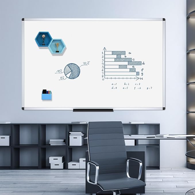 VIZ-PRO Dry Erase Board/Magnetic Whiteboard, 96 x 40 Inches, Large Wall Mounted Board for School Office and Home