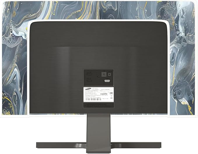 Baocicco Gray Gold Marble Waterproof 26, 27, 28 Inch Anti-Static Dustproof LCD/LED/HD Aesthetic Texture Computer Screen Cover Decor Full Body Cover for Computer Screen Desktop PC Tower Protector