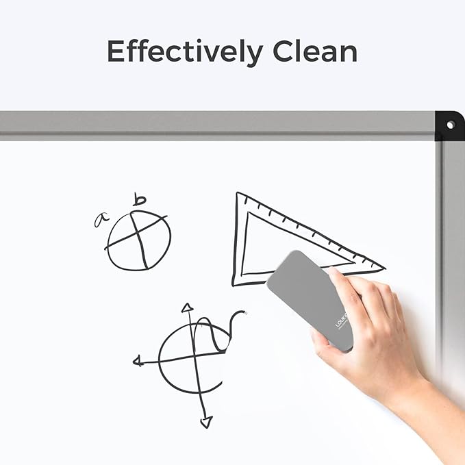 loukin 4 Pack Magnetic Dry Erase Eraser, Whiteboard Eraser, Glass Board Remover, 3.4 fl oz Whiteboard Cleaner * 2 Included, for Classroom, Home and Office Use (Grey*2, White*2)