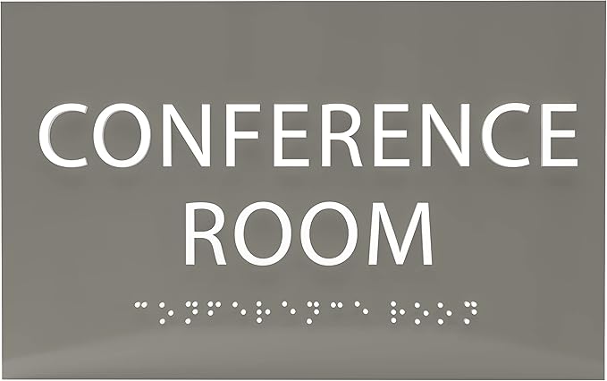 ADA CENTRAL SIGNS - 6" X4" Conference Room Sign - ADA Compliant Tactile Graphics Grade 2 Braille Text Privacy Sign | Wall Mount Plastic Meeting Signs For Schools, Hospitals, Offices, and Apartments