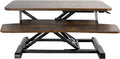 VIVO 28 inch Desk Converter, K Series, Height Adjustable Sit to Stand Riser, Dual Monitor and Laptop Workstation with Keyboard Tray, Rustic Vintage Brown Top, Black Frame, DESK-V028KN