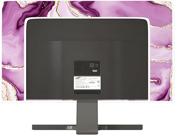 Baocicco Violet Gold Marble Waterproof Computer Monitor Dust Cover 26, 27, 28 Inch for Home Office Creative Computer Dust Proof Monitor Covers for Computer Screen Anti-Static Dustproof Protective
