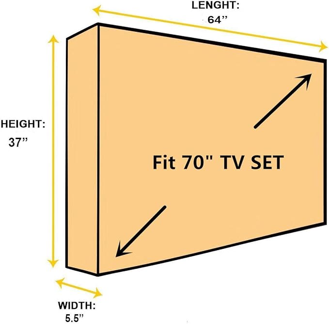 BroilPro Accessories Outdoor 70" TV Set Cover,Scratch Resistant Liner Protect LED Screen Best-Compatible with Standard Mounts and Stands (Gray)
