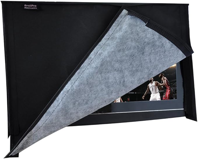 BroilPro Accessories Outdoor 55" TV Set Cover,Scratch Resistant Liner Protect LED Screen Best-Compatible with Standard Mounts and Stands (Black)