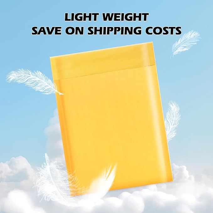 Ctarsthome 52Pack Yellow 8.5x12in Kraft Bubble Mailers Small Business Mailing Packages Self-Sealing Paper Envelopes, Mailer Shipping Padded Envelopes with Strong Adhesion for Jewelry Makeup Supplies