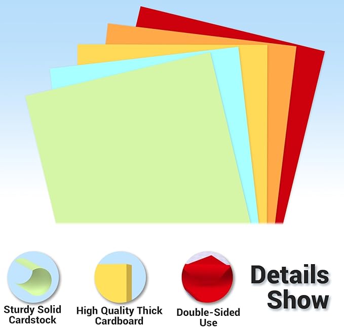 Cardstock Paper, 5 Colors Colored Cardstock 8.5x11, 80 Sheets Card Stock, 200GSM Thick Printer Paper 8.5x11, Colored Blank Card Stock Paper for Greeting Cards, DIY Cards, Wedding Invitation, Postcards