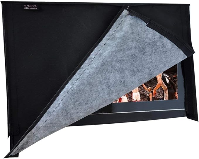 BroilPro Accessories Outdoor 60"-65" TV Set Cover,Scratch Resistant Liner Protect LED Screen Best-Compatible with Standard Mounts and Stands (Black)