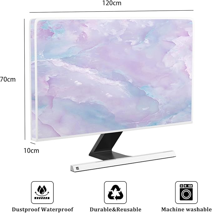 Baocicco Violet Marble Waterproof 50, 51, 52 Inch TV Dust Cover Anti-Static Dustproof Abstract Creative Desigen Television Accessories TV LCD Screen Texture TV Decoration for LED LCD OLED TVs