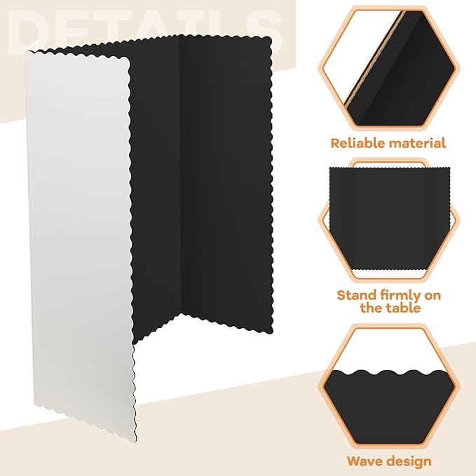 Ctosree 18 Pcs 14 * 22inch Tri Fold Poster Board Bulk, Science Fair Project Display Paperboard, Single Wall, Lightweight Presentation Board (Black)