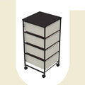 CASUNER Small Cabinet with Drawers Rolling 4 Drawer Mobile File Cabinet for Home Office Storage and Organization, Fabric Vertical Under Desk Storage for A4/Letter Files(