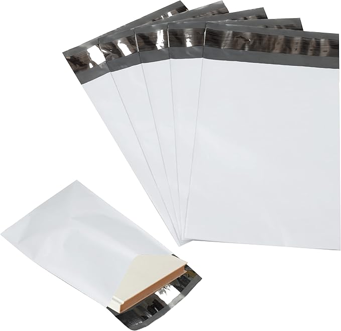 100 Pack Secure Seal White Poly Mailers - 14.5x19 Safe Shipping Bags - E-Commerce Self Sealing 2 Mil Poly Envelopes