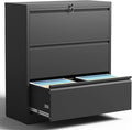 3 Drawer Lateral File Cabinet with Lock, Metal File Cabinets for Home Office, Office Furniture for Organization Hanging Legal/Letter/A4, Metal Filing Cabinet Storage Cabinet, Require Assembly, Black