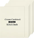QTLCOHD 200 Sheets Cream Cardstock 8.5 x 11 Off White Cardstock 110lb Ivory Cardstock Paper Printer Paper for Certificates, DIY Card Making, Invitations, Business Cards