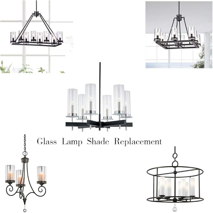 Sunwo Glass Shade Straight Cylinder Glass Lamp Shade Replacement with Multiple Effects (Bubble Cylinder with Fitter)