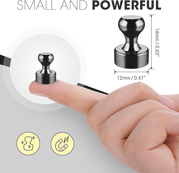 Grtard 100 Pack Magnetic Push Pins, Fridge Magnets for Whiteboard, Whiteboard Magnets Refrigerator Magnets, Small and Strong Push Pin Magnet for Office, School, Locker, and Map Magnet (Black)