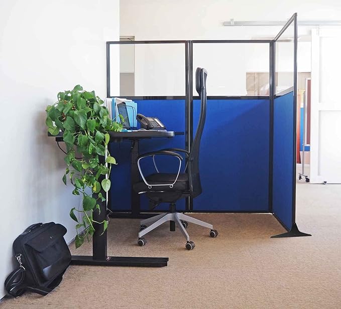Versare Workstation Partition | Portable Wall Divider | Modern Office Cubicle | Free Standing Privacy Screen | Flexible Work Space | 99" x 70" Natural Maple Wood Grain Panels with Clear Window