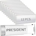 Therwen 12 Pcs Aluminum Office Name Plate Holder for Door Wall Mount 8'' x 3'' Business Sign Holder Office Door Sign Sturdy Curved with Plastic Film and Adhesive Tape (Silver)