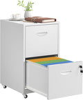 SteeLoong 2 Drawer File Cabinet with Lock，White Rolling File Cabinet for Home Office, Metal Small Mobile Filing Cabinets on Wheels for Hanging Letter