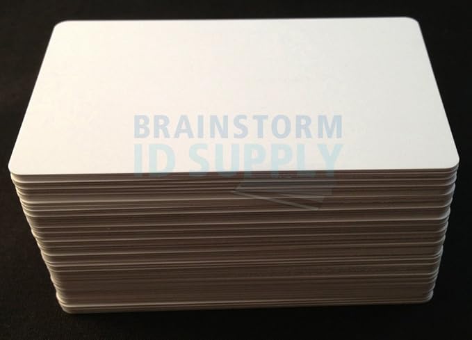 Inkjet PVC Cards (500 Pack) - Inkjet Printable PVC ID Cards with Brainstorm ID's Enhanced Ink Receptive Coating - Waterproof and Double Sided Printing - Works with Epson and Canon Inkjet Printers