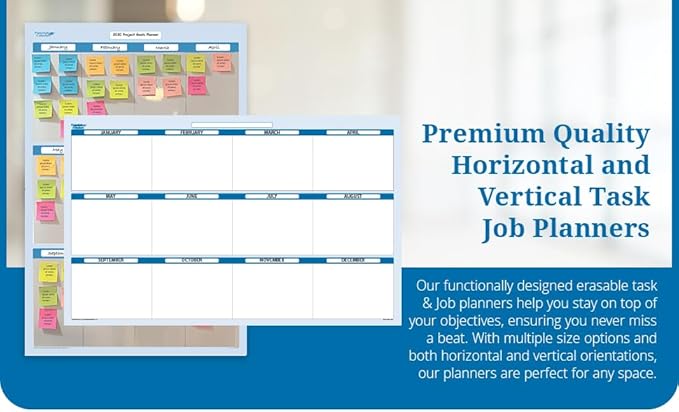 Earth Green12 Section Task, Objective and Goals Planning System Vertical 24"x 18". Wall Tray, Dry-Erase Marker, Eraser and 600 Sticky-Notes