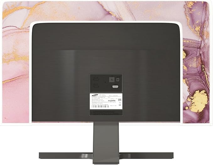 Baocicco Pink Gold Marble Computer Monitor Dust Cover 26, 27, 28 Inch Decorative Modern Laptop Computer Cover for Home Office Decorative Texture Dust Proof Monitor Covers for Computer Screen