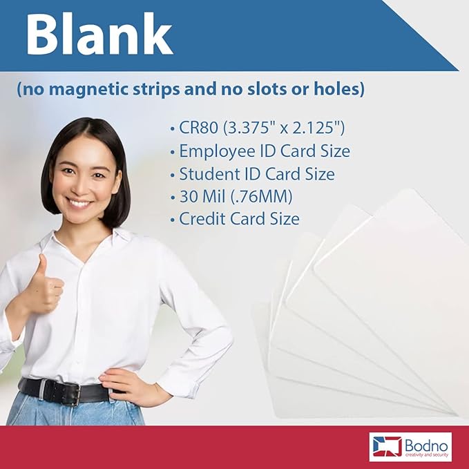 250 Pack - Bodno Premium CR80 30 Mil Graphic Quality PVC Cards