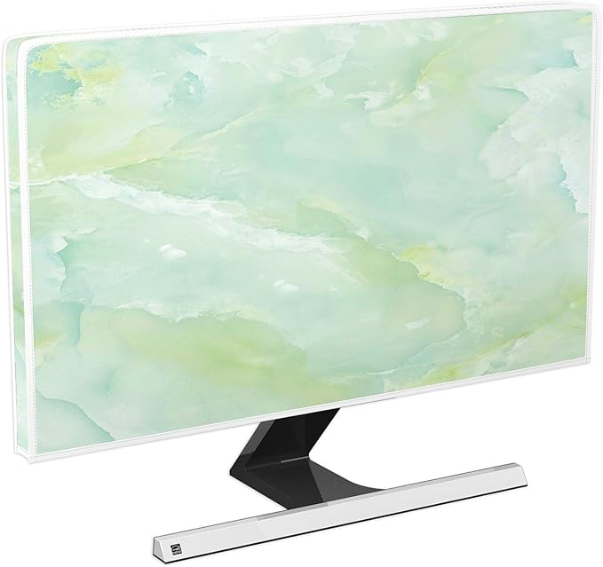Baocicco Sage Green Marble Waterproof 26, 27, 28 Inch Anti-Static Dustproof LCD/LED/HD Abstract Creative Desige Monitor Accessories Laptop TV LCD Screen Texture Monitor Decoration for Tablet