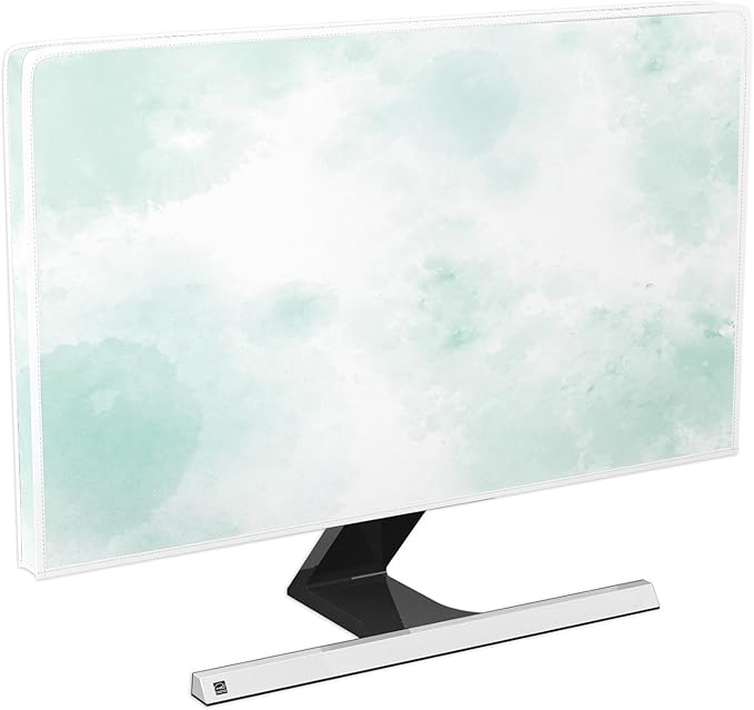 Baocicco Abstract Watercolor Waterproof TV Display Screen Cover 37, 38, 39 Inch Cyan Marble Dip Dyeing Dust Proof TV Covers for Television Screen Anti-Static Dustproof Protective，Mint Green