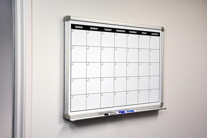 Month Calendar Dry-Erase Scheduling Whiteboard 48" x 36"