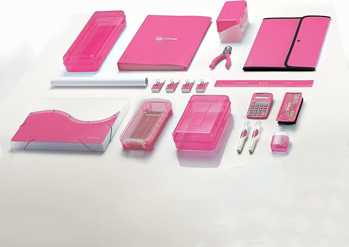 Enday Index Card Holder Pink, 3x5 Note Flash Card Organizer Case, Index Card File w/flip top, Notecard Recipe, Holder, Holds 250 Cards, Also Available in Purple, Red, Green, Blue, Grey (1 PC)