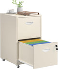 SteeLoong 2 Drawer File Cabinet with Lock，Cream Rolling File Cabinet for Home Office, Metal Small Mobile Filing Cabinets on Wheels for Hanging Letter