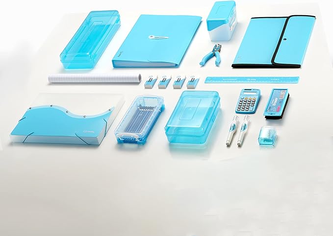 Accordion File Organizer Blue, 7 Pocket Expanding File and Cover Folder with Labels, Plastic Portable Desktop Letter A4 Paper, Also Available in Red, Green, Pink, Purple, Grey, 1 Pc – by Enday