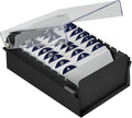 Acrimet 3 x 5 Card File Holder Organizer Box Metal Base Heavy Duty (AZ Index Cards and Divider Included) (Black Color with Clear Crystal Plastic Lid Cover)