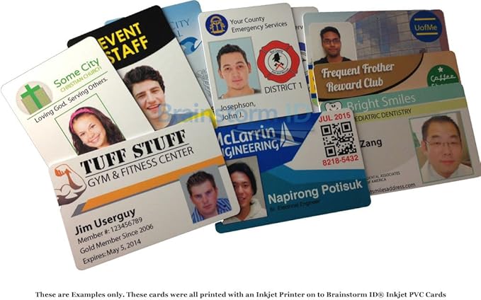 Brainstorm ID Inkjet PVC Cards (100 Pack) - 30 Mil - Inkjet Printable ID Cards - Enhanced Ink Receptive Coating - Waterproof & Double Sided Printing - Works with Epson & Canon Inkjet Printers