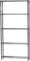 Shelving Inc. 5-Tier Chrome Wire Shelving, 8"D x 36"W x 96"H, Modern/Industrial Style, 800lbs Capacity Per Shelf