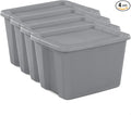 (4 pack) 18 Gallon Plastic Storage Bin with Snap-On Lid, Gray - Durable Stackable Container for Home, Garage & Office Organization
