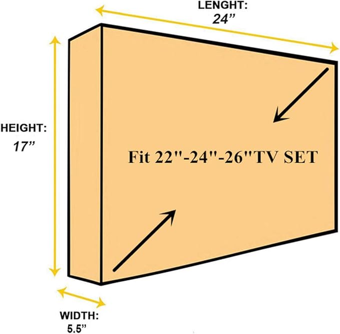 BroilPro Accessories Outdoor 22"-24"-26" TV Set Cover,Scratch Resistant Liner Protect LED Screen Best-Compatible with Standard Mounts and Stands (Gray)