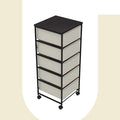 CASUNER Small Cabinet with Drawers Rolling 5 Drawer Mobile File Cabinet for Home Office Storage and Organization, Fabric Vertical Under Desk Storage for A4/Letter Files(