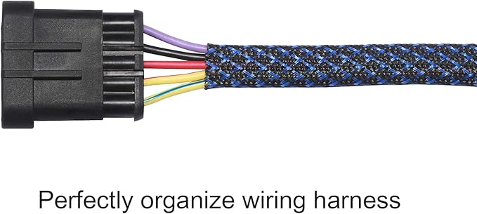 100ft - 1/2 inch PET Expandable Braided Sleeving – BlackBlue – Alex Tech Braided Cable Sleeve
