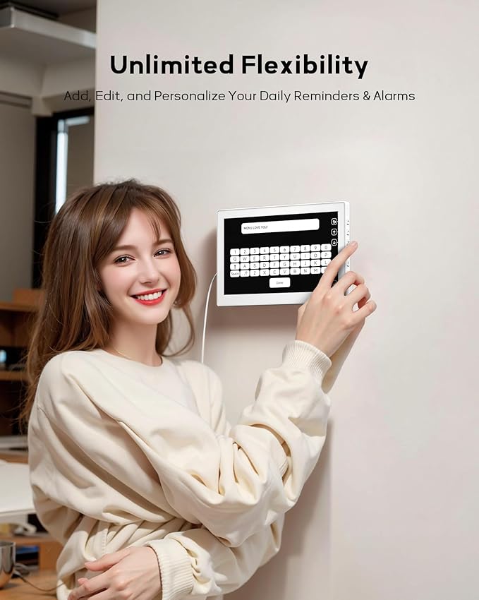 10.1" Digital Clock with Date and Day for Elderly, Digital Calendar with 12 Themes & 9 Colors, AutoDST, 23 Preset Schedules & Customizable, Auto Dimming, Indoor Temperature, Humidity, Easy to Use