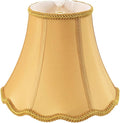 Bell Lamp Shade, Saangseon Scalloped Gold Fabric Lampshade Replacement, Softback, 5'' Top x 10'' Bottom x 8.3'' Slant Height x 8'' Vertical Height, Lamp Harp Included