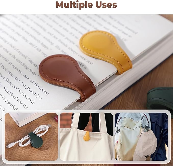 Artlaza Personalized Magnetic Leather Bookmark, 26 Letters Custom Leather Bookmarks, Handmade, Leather Magnetic Bookmark for Book Lovers Readers Women Kid(Blueï¼ŒWï¼‰