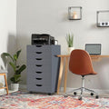 Naomi Home 7-Drawer Grey Dresser with Lockable Casters, Smooth Gliders, and Spacious Top - Sleek Storage for Bedroom or Office
