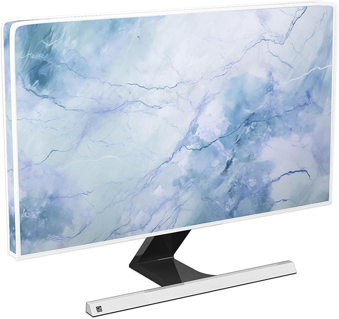 Baocicco Fashion Haze Blue Marble Screen TV Cover Cover 50, 51, 52 Inch Waterproof Full Body Covers for TV Display Screen Weatherproof Television Sleeve Compatible with Television LED LCD OLED TV
