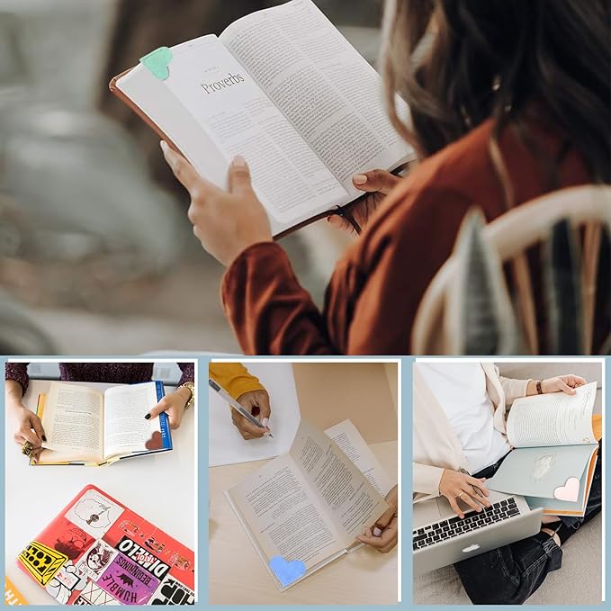 Leather Heart Bookmarks - Winjeto 6 Pieces Cute Corner Page Book Marks for Teachers Students Book Reading Lovers, for School Office Home Supplies (Furry（6pcs）)