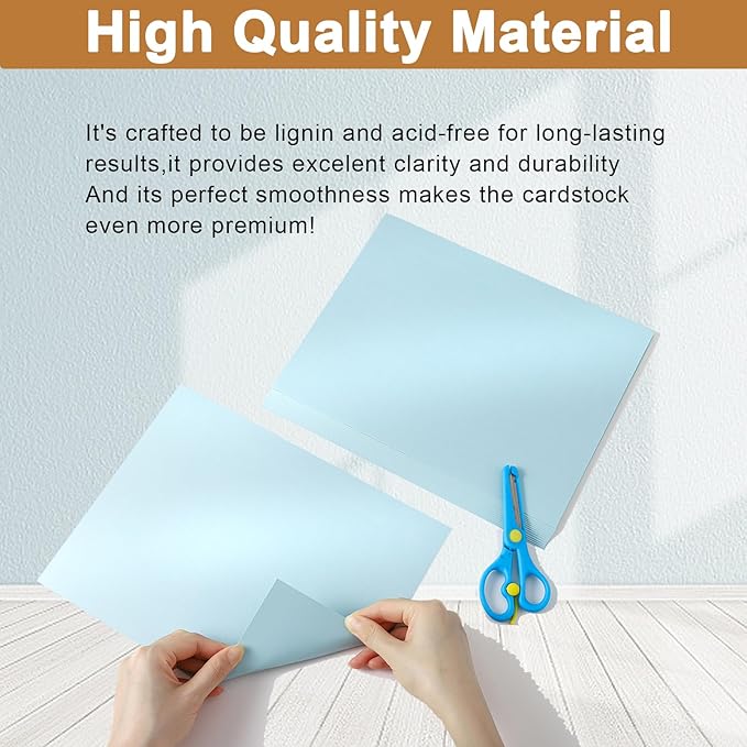 Silunkia 100 Sheets Blue Shimmer Cardstock 8.5 x 11 Certificate Paper, 75lb Thick Glossy Paper Card Stock for DIY Card Making, Thank You Cards, Wedding Invitations, Scrapbooking