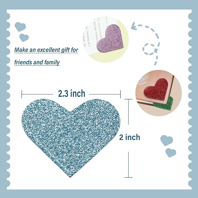 Leather Heart Bookmarks - Winjeto 6 Pieces Cute Corner Page Book Marks for Teachers Students Book Reading Lovers, for School Office Home Supplies (Glitter（6pcs）)