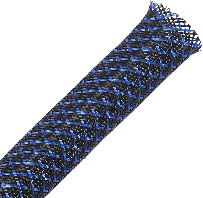 25ft - 1 inch PET Expandable Braided Sleeving – BlackBlue – Alex Tech Braided Cable Sleeve