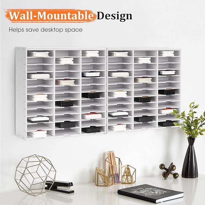 Krafetto 2 Pack 36 Grids Ink Pad Storage Rack, Wall-mountable Stamp Pad Organizer Holder Compatible with Standard Size Ink Pads（Grid Size 4.1" W × 3.9" D × 0.9" H）