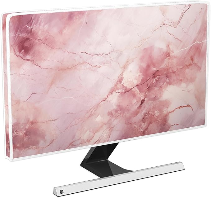 Baocicco Fashion Pink Marble Waterproof Television Cover 40, 41, 42, 43 Inch Full Body Covers for Television Screen Panel Case Computer Sleeve Compatible with PC, Desktop and TV LED LCD OLED